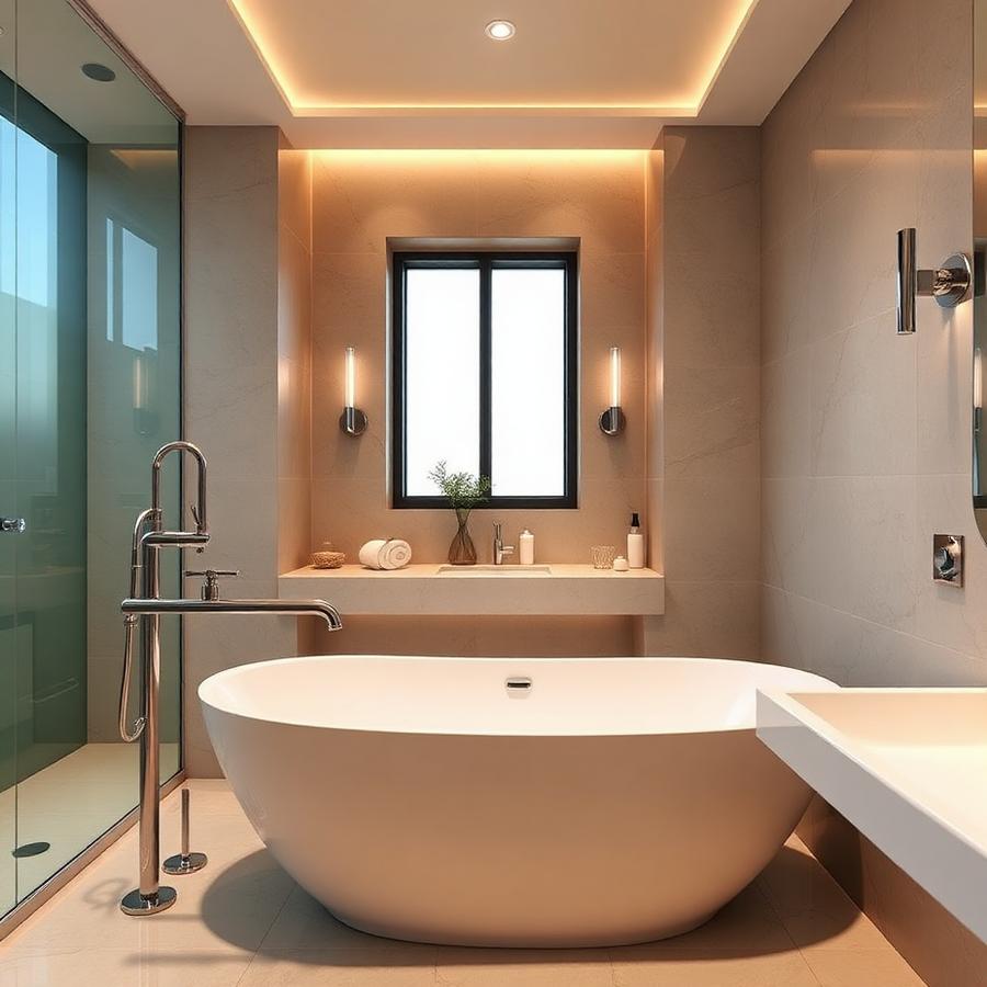 Bagno moderno con rubinetteria di design